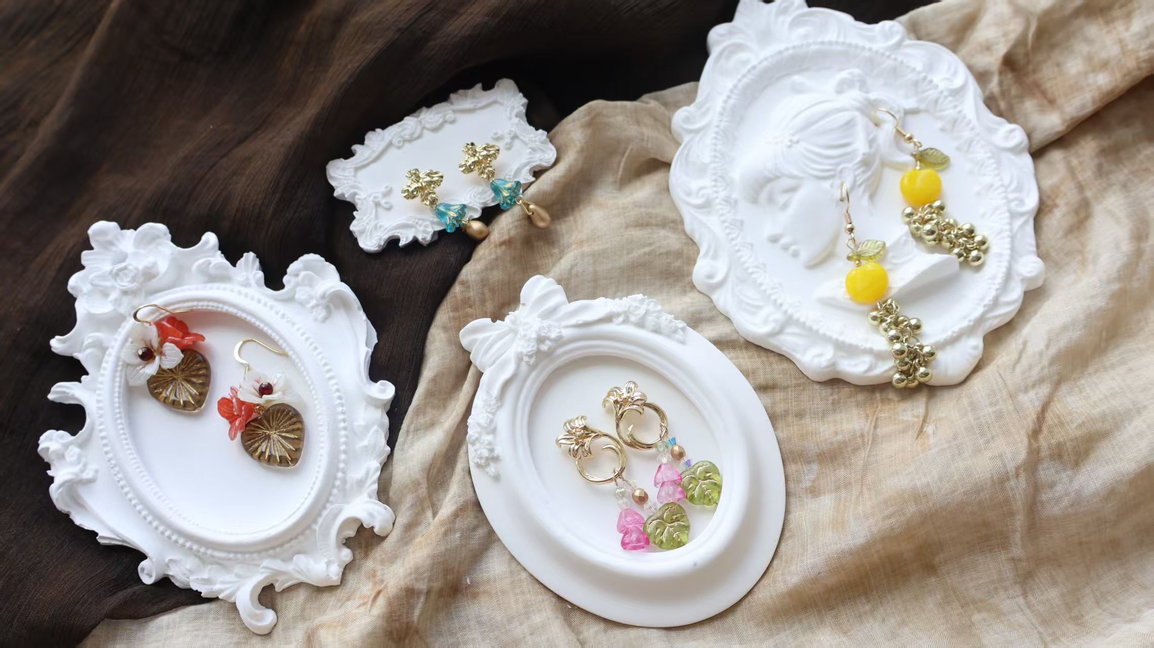 Glass bead earrings collection banner showcasing delicate handmade bead earrings