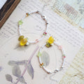 Necklace with floral beads on a vintage paper background