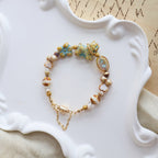 Bracelet with floral beads on a decorative shell