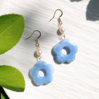 Handmade flower pearl drop earrings – Jouvi