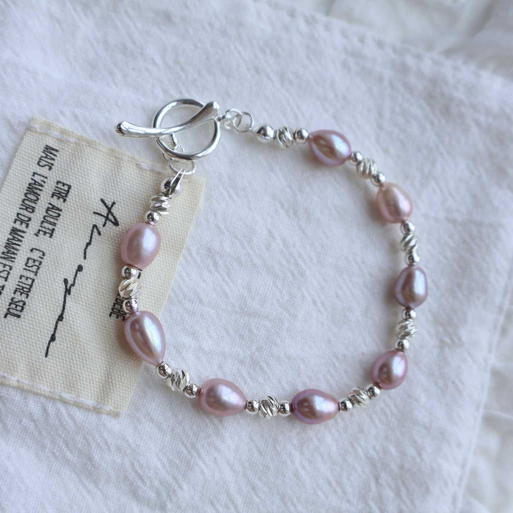 Handmade silver lilac pearl bracelet – Jouvi