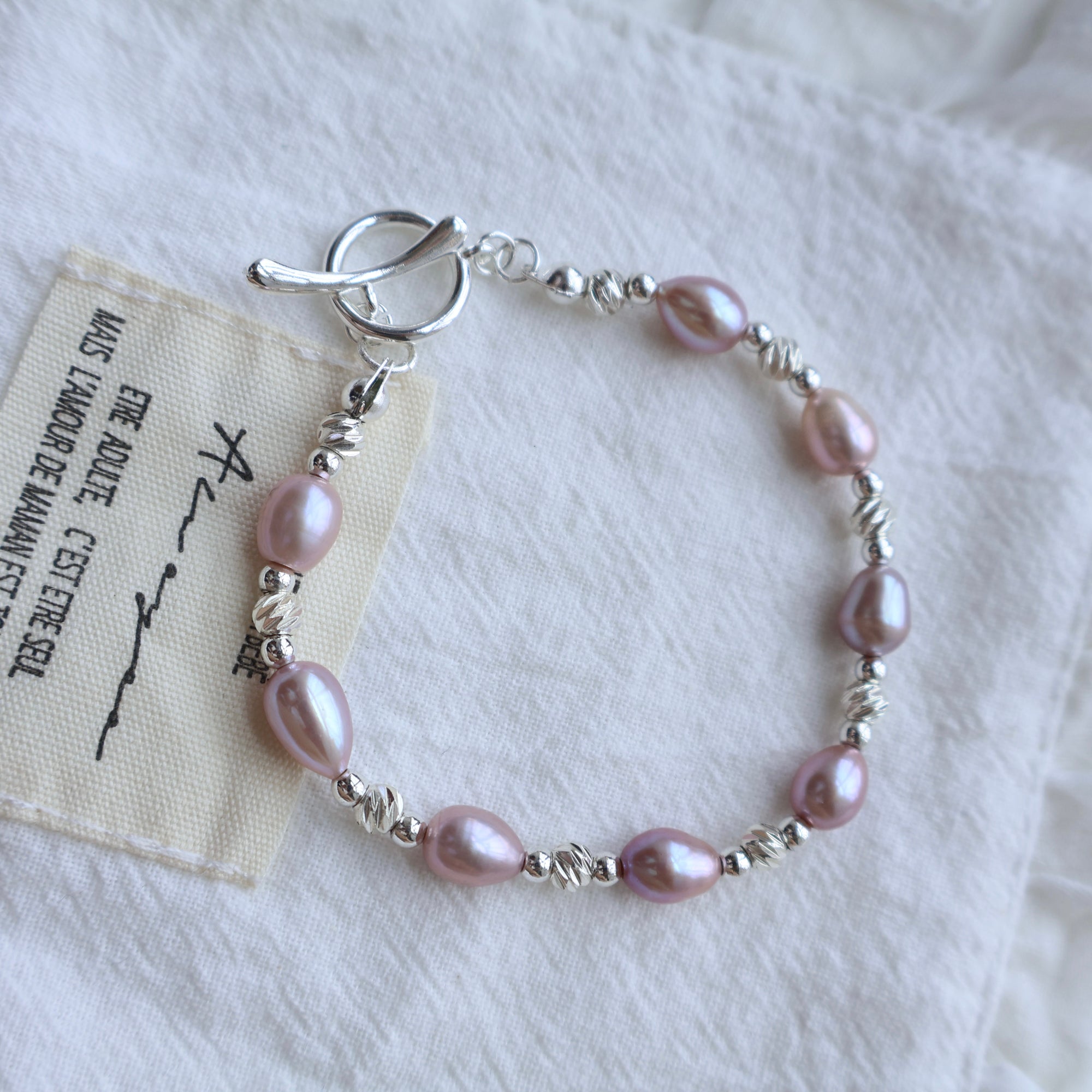 Handmade silver lilac pearl bracelet – Jouvi