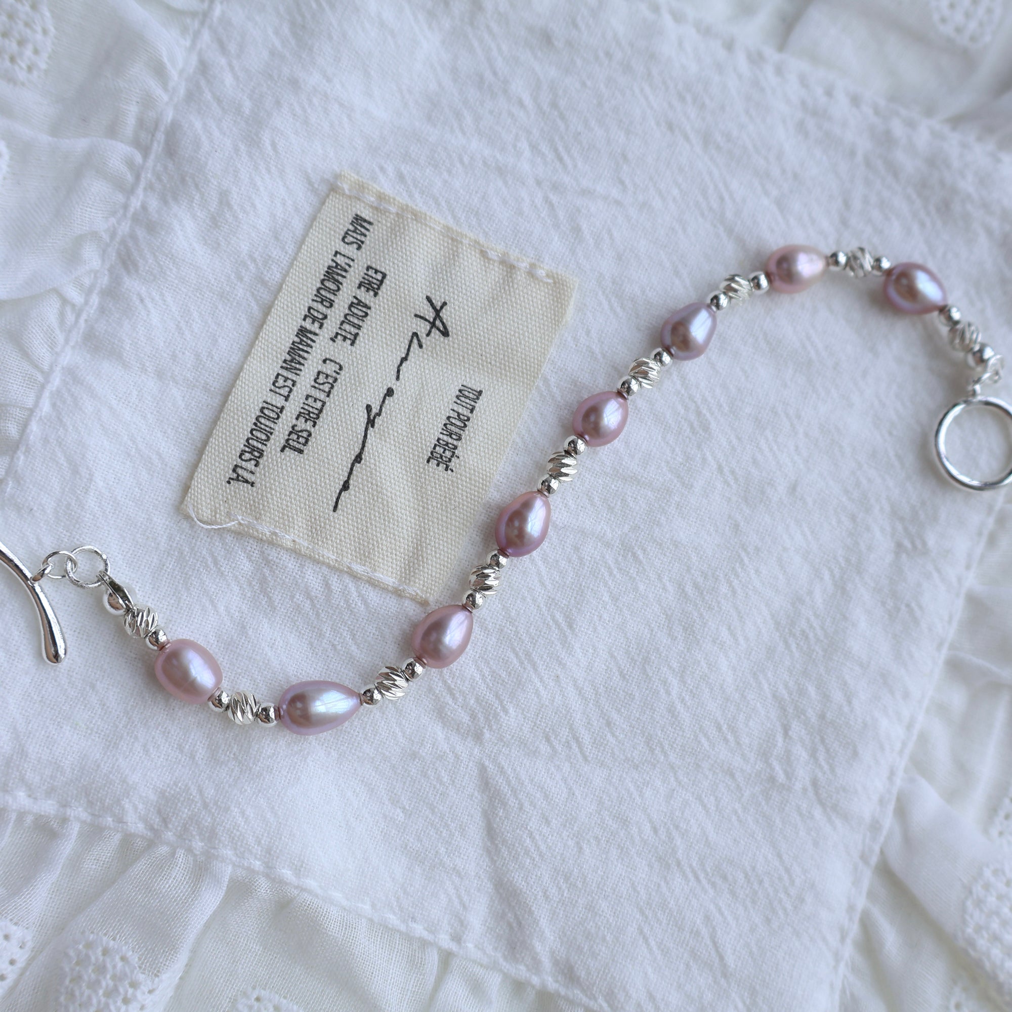 Silver Lilac Pearl Bracelet
