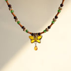 Yellow Butterfly Bead Necklace