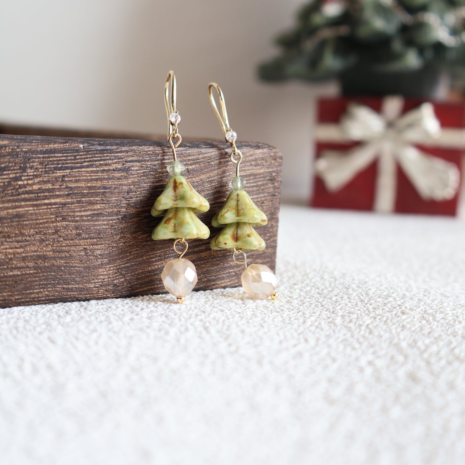 Christmas Tree Bead Earrings