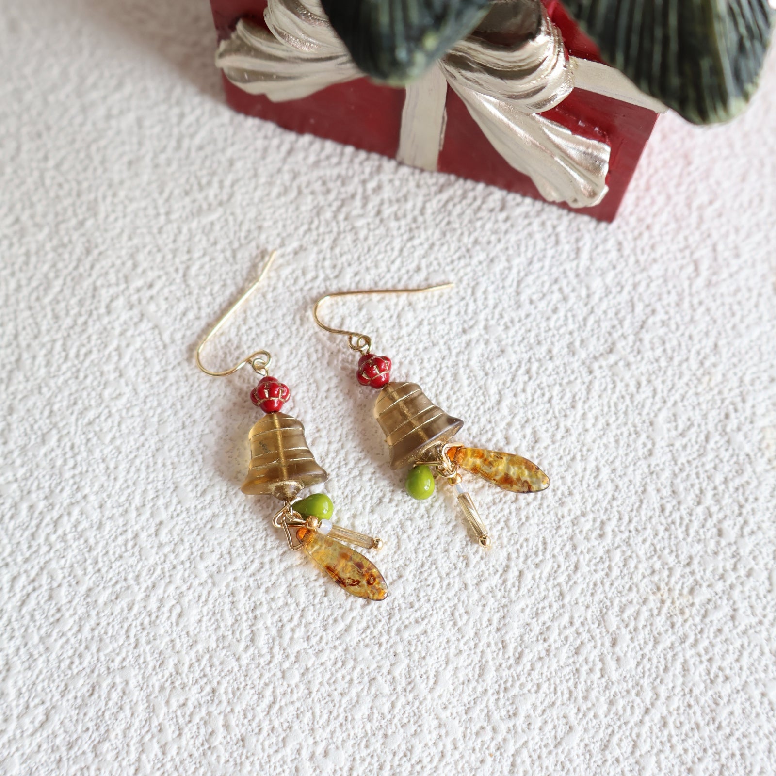 Brown Bell Beaded Earrings