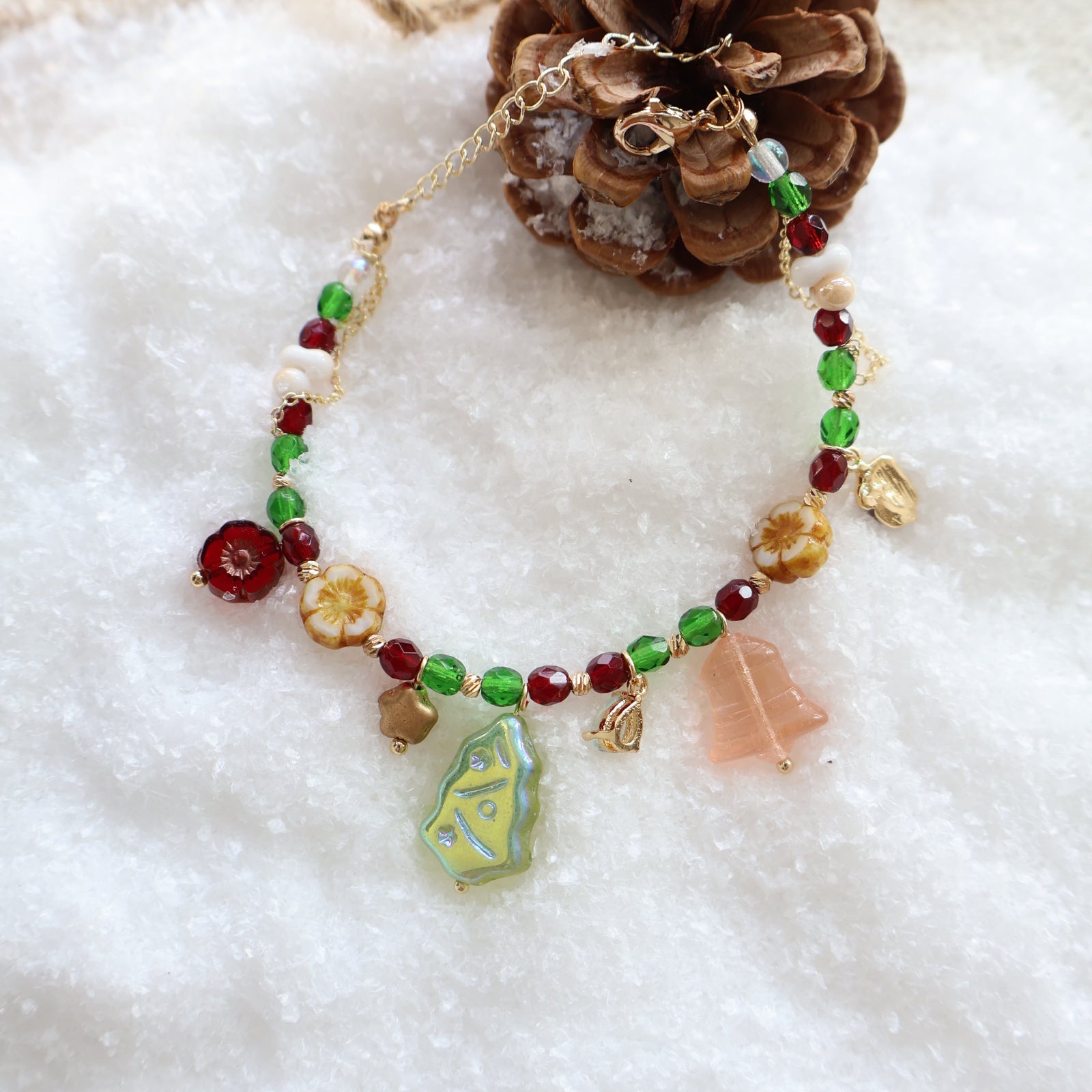 Beaded Christmas Charm Bracelet