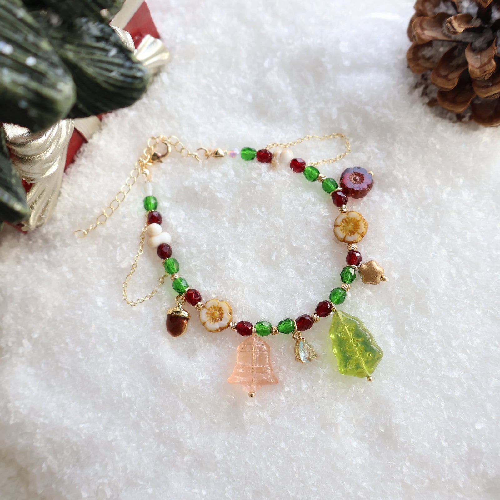 Beaded Christmas Charm Bracelet