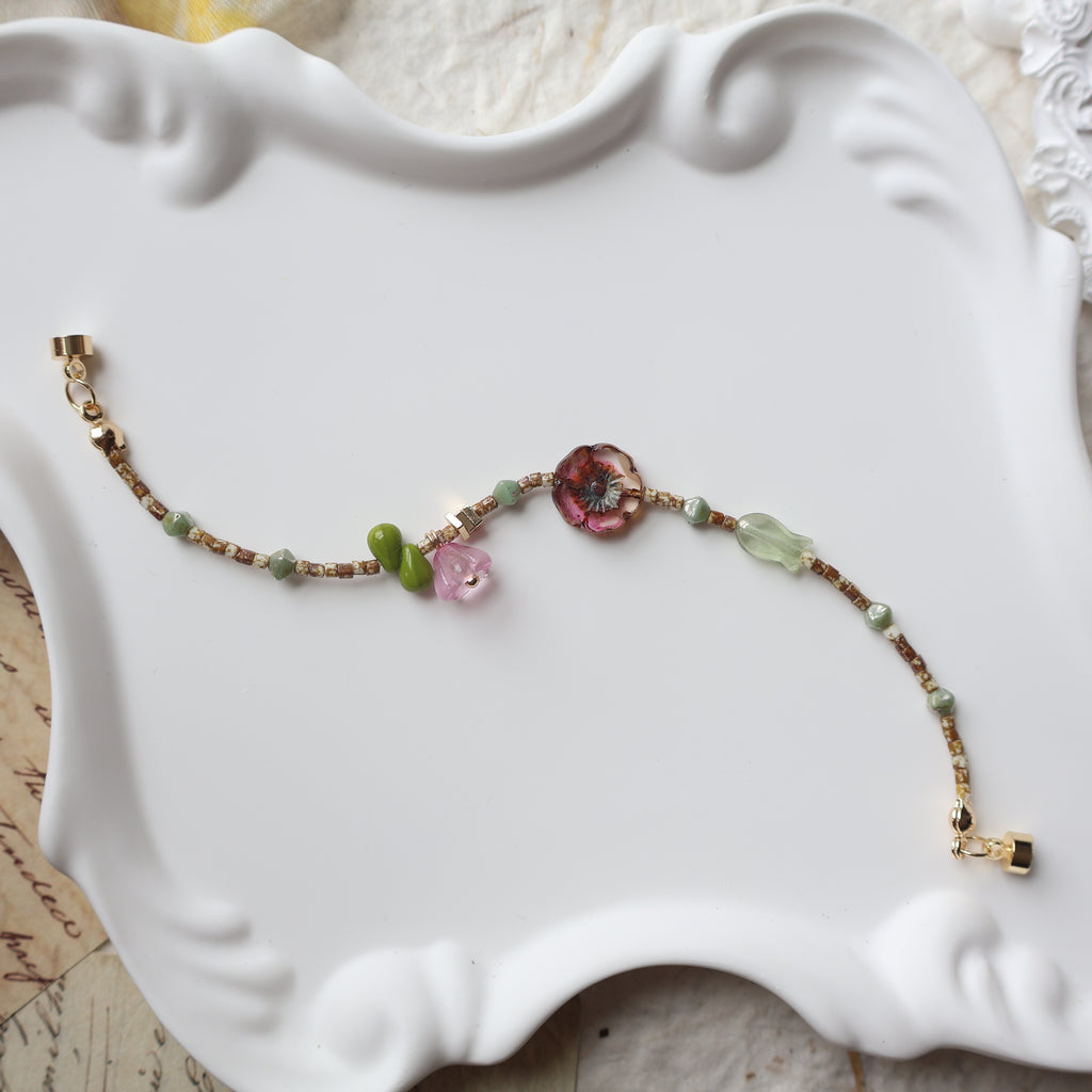Blush Brown Blossom & Little Fish Bracelet