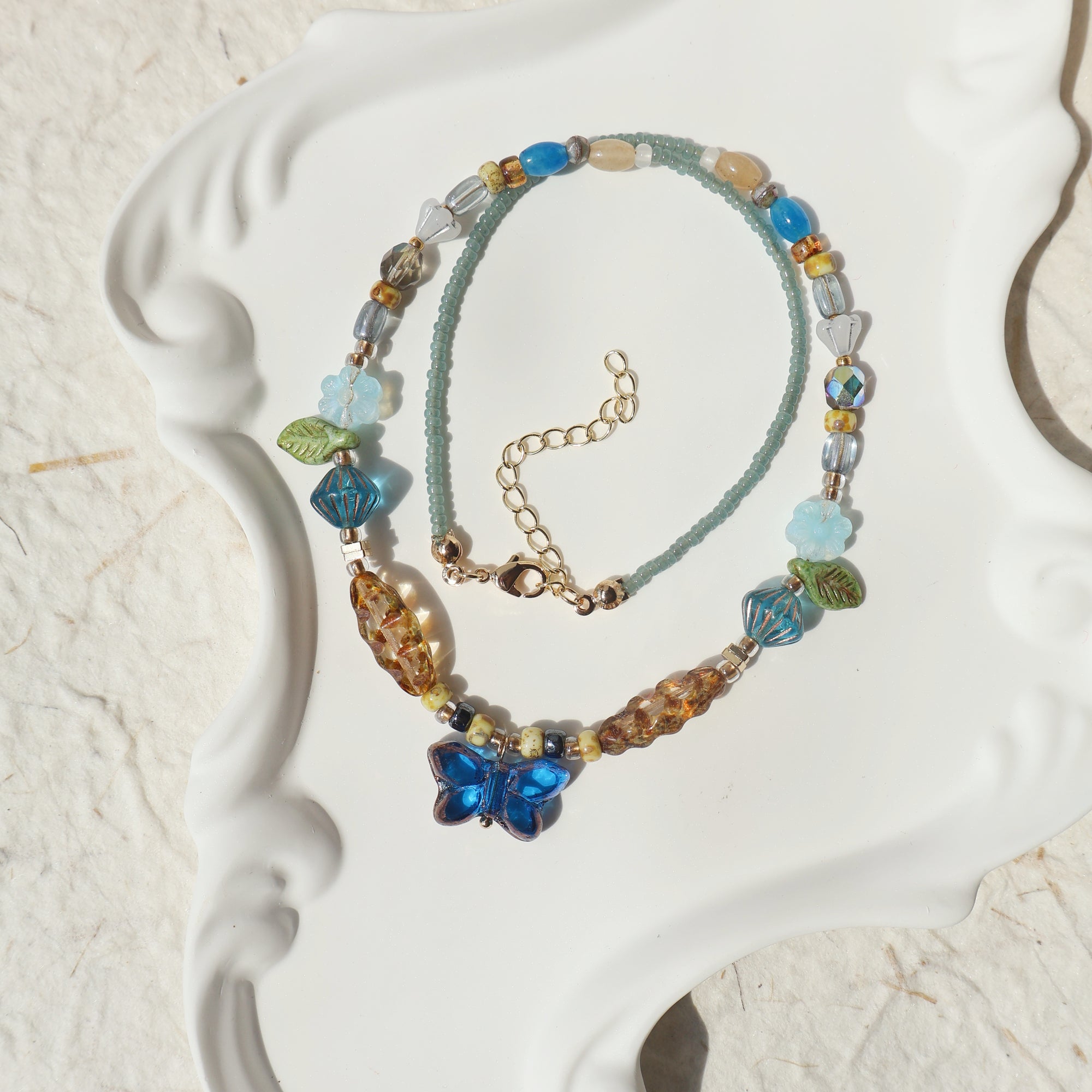 Blue Butterfly Garden Necklace